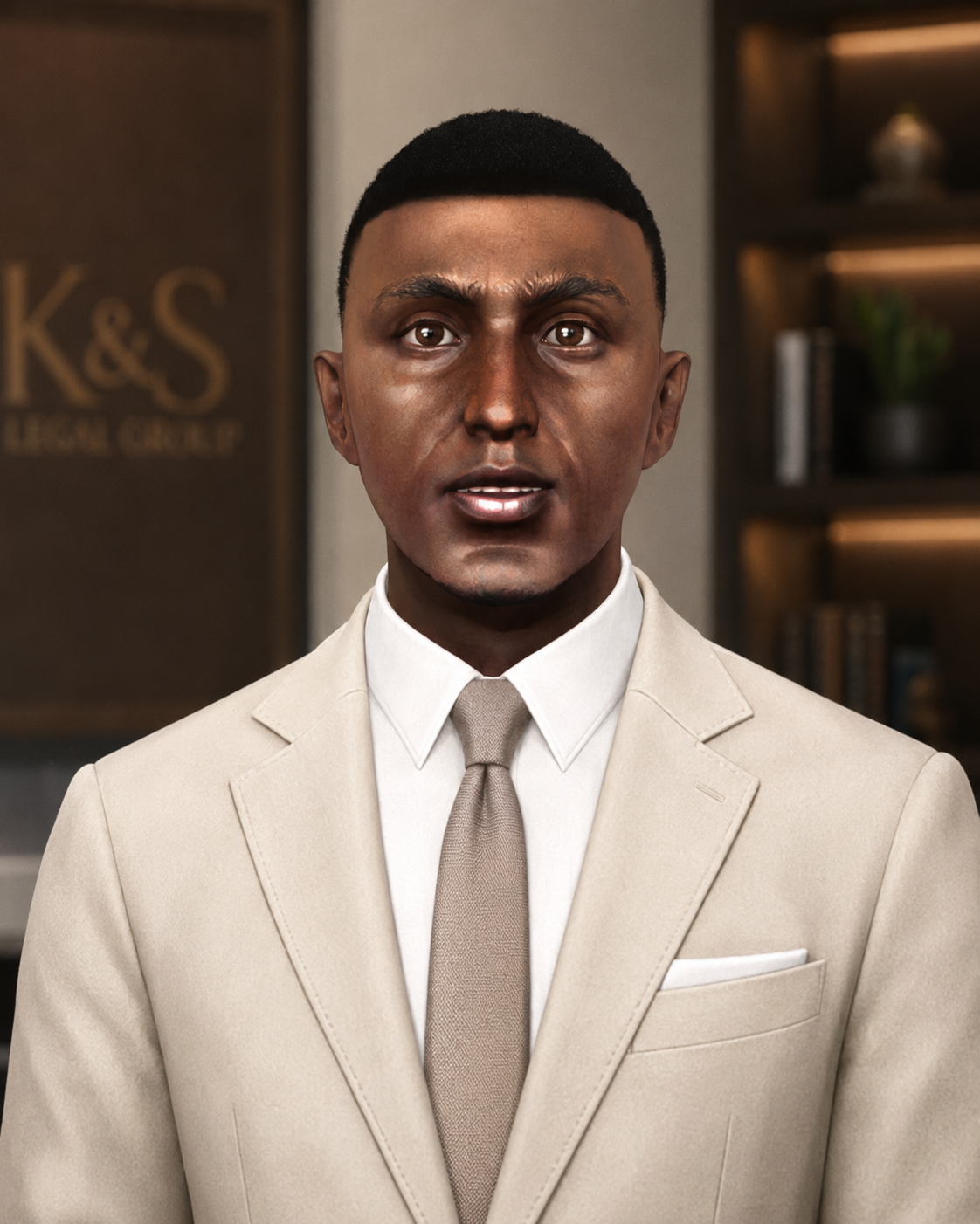 Malik Kingston in a cream suit